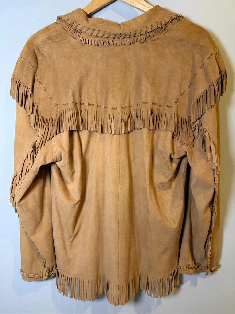 Ralph Lauren Tan Suede Fringe Lace-Up Pullover vintage 1990s - Picture 4 of 5